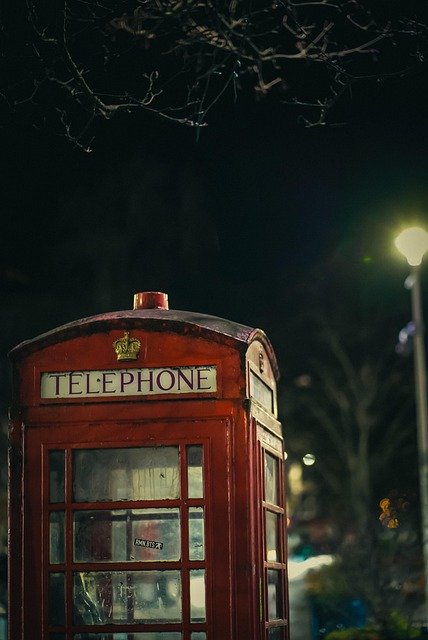phone booth, phone, english, uk, scotland, edinburgh, retro